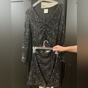 Glamorous Black Sequin Long Sleeve Dress